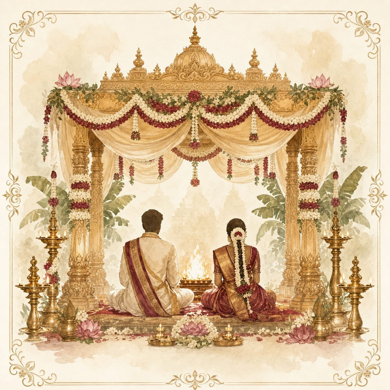 Wedding ceremony mandapam illustration